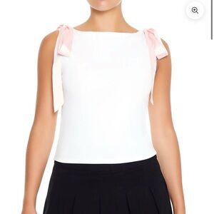 Forever 21 White Tank Top with Pink Bows